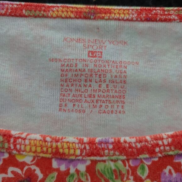 Jones New York Sport Womens Top Multi-Color Size Large 100% Cotton Pullover - Picture 7 of 12